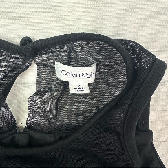 Calvin Klein Girls Illusion Mesh Bow Front Dress Black Size 7 Regular - Picture 5 of 10